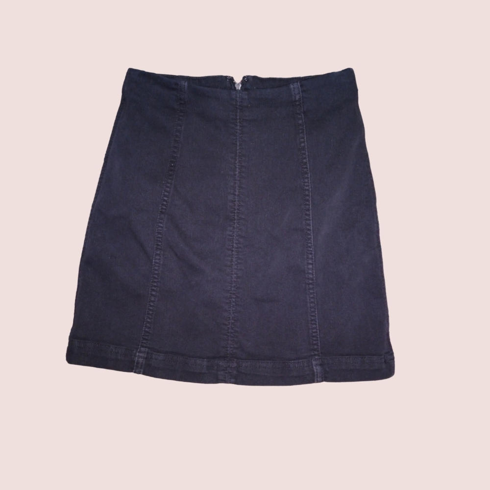 Free People Black Denim Skirt